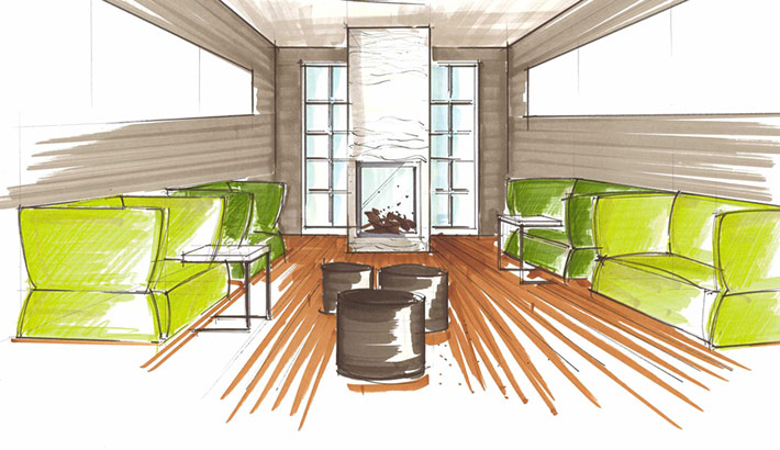 objects.sh Hotel Sessel Lounge 3D-Zeichnung Skizze
